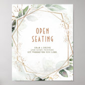 Poster Panneau de siège ouvert Vert & Or Géométrique (Devant)