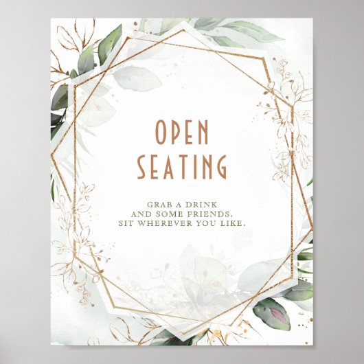 Poster Panneau de siège ouvert Vert & Or Géométrique (Devant)