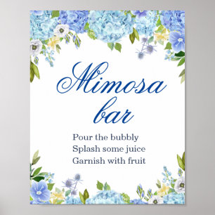 Poster Panneau de signalisation Blue Hydrangea Greenery M