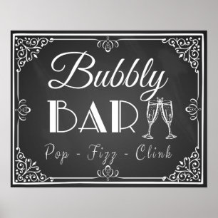 Poster Panneau de signalisation "Bubbly Bar" Mariage pers