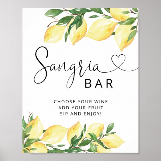 Poster Panneau de signalisation de bar à sangria élégante (Devant)