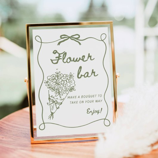 Poster Panneau de signalisation de bar de fleurs, impress