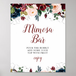 Poster panneau de signalisation de bar mimosa pour une ba