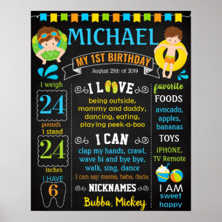 Poster Panneau de signalisation de la fête du pool premie