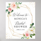Poster Panneau de signalisation de mariage floral avec fa (Devant)