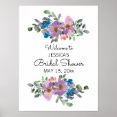 Poster Panneau de signalisation de mariage plum violet fl (Devant)