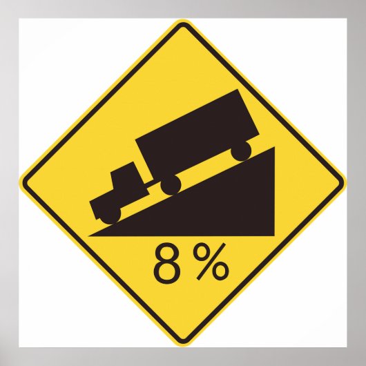 Poster Panneau de signalisation de pente raide pour camio (Devant)