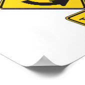 Poster Panneau de signalisation de rond-point jaune diama (Coin)