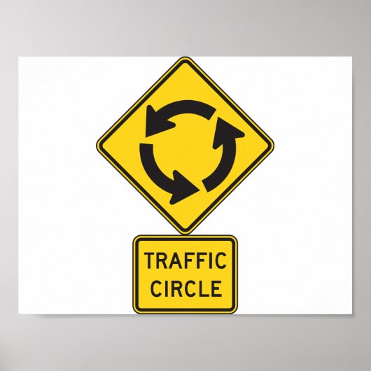 Poster Panneau de signalisation de rond-point jaune diama (Devant)