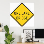 Poster Panneau de signalisation de route à voie unique ja (Bureau à domicile)