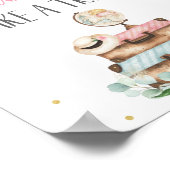 Poster Panneau de signalisation de voyage floral or rose (Coin)