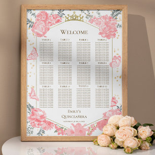 Poster Panneau de signalisation Quinceanera Pink Sein