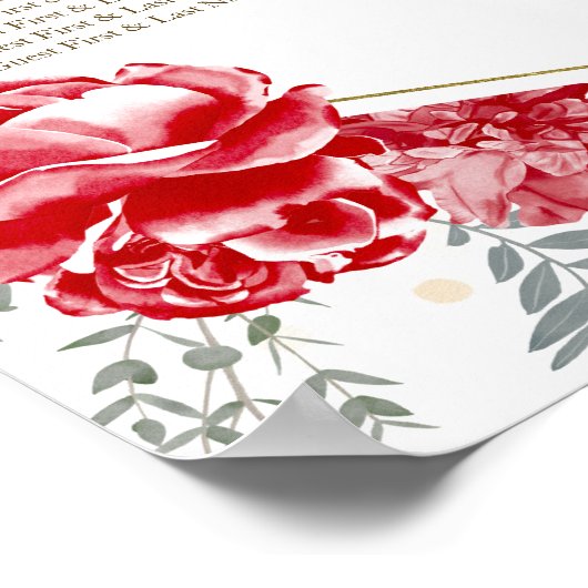 Poster Panneau de signalisation Quinceanera Red Seating C (Coin)