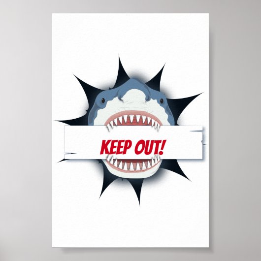 Poster Panneau de signalisation Requin Tenir à distance (Devant)