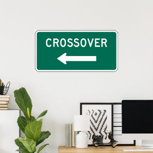 Poster Panneau de signalisation routière verte de style a