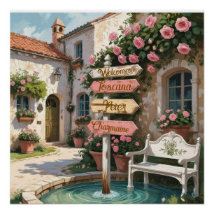 Poster Panneau de signalisation rustique Toscane Art mur