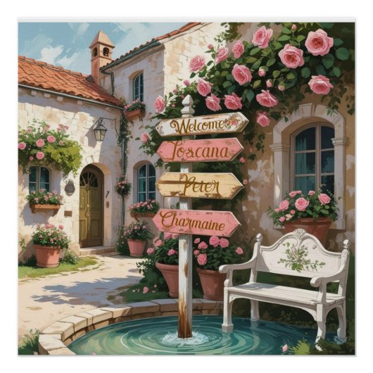 Poster Panneau de signalisation rustique Toscane Art mur (Devant)