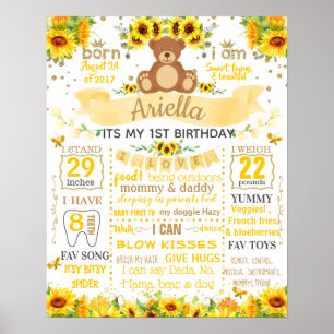 Poster Panneau de signalisation Teddy Bear Sun Flower Ann