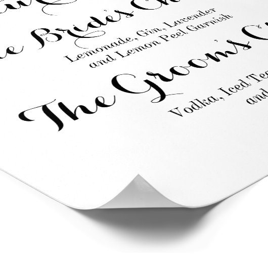 Poster Panneau de signature Blue Floral Hydrangea Boisson (Coin)