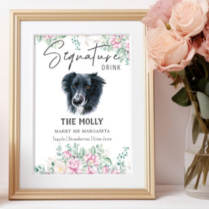 Poster Panneau de signature de chien Collie Bordure