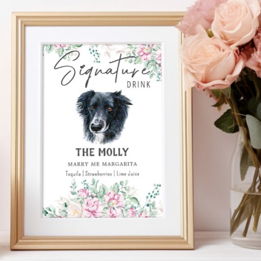 Poster Panneau de signature de chien Collie Bordure