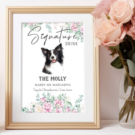 Poster Panneau de signature de chien Collie Bordure