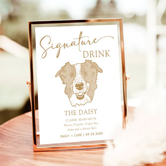 Poster Panneau de signature Mariage de chien Collie de bo