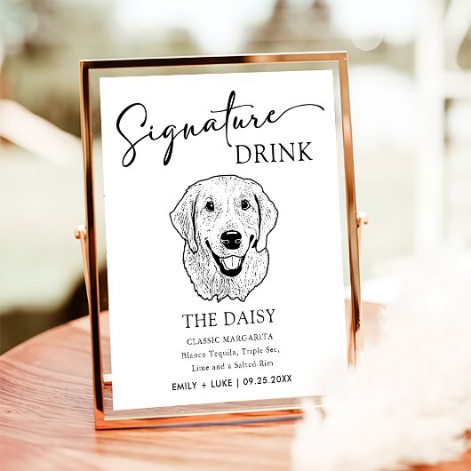 Poster Panneau de signature Mariage de chien Golden Retri