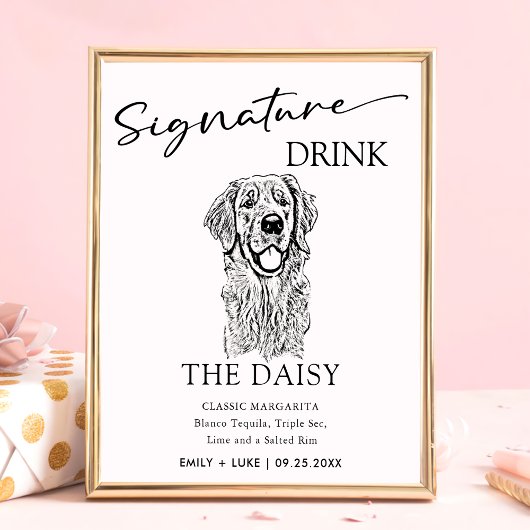 Poster Panneau de signature Mariage de chien Golden Retri