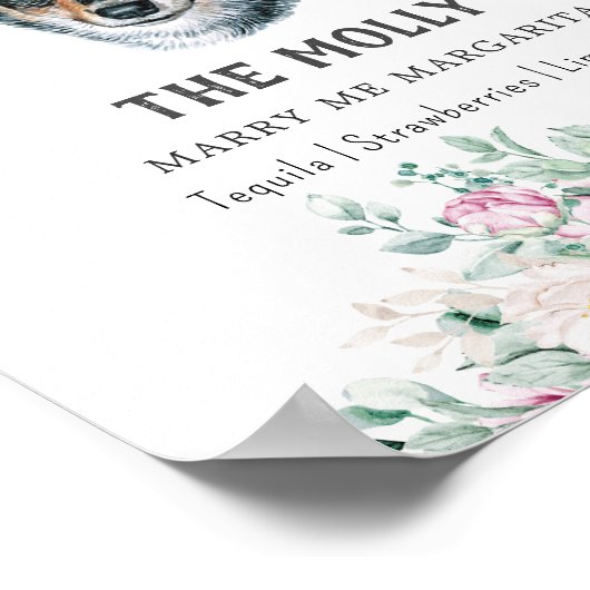 Poster Panneau de signature Mariage Welsh Corgi (Coin)