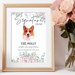 Poster Panneau de signature Mariage Welsh Corgi