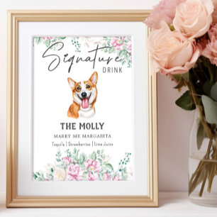Poster Panneau de signature Mariage Welsh Corgi
