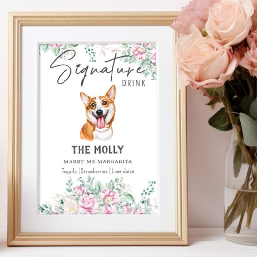 Poster Panneau de signature Mariage Welsh Corgi