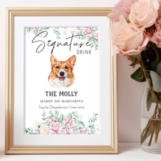 Poster Panneau de signature Mariage Welsh Corgi