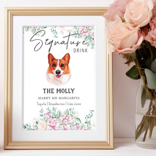 Poster Panneau de signature Mariage Welsh Corgi