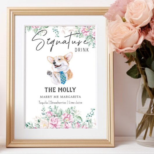 Poster Panneau de signature Mariage Welsh Corgi