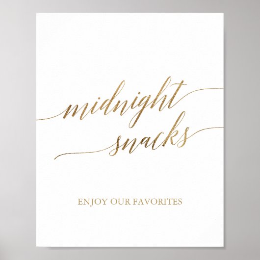 Poster Panneau de snacks de minuit en calligraphie dorée  (Devant)
