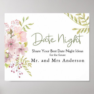 Poster Panneau de soirée en date florale de magnolia rose