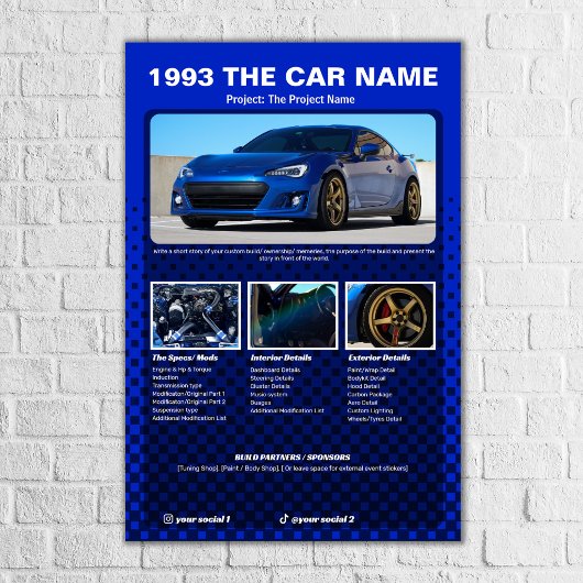Poster Panneau de spécifications de salon automobile à do