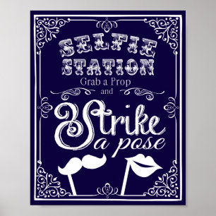 Poster Panneau de stand de selfie de mariage couleur pers