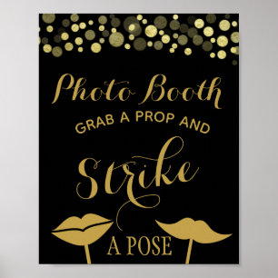 Poster Panneau de stand photo Gold & Black pour fête ou m