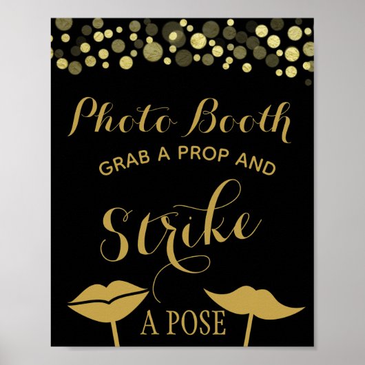Poster Panneau de stand photo Gold & Black pour fête ou m (Devant)