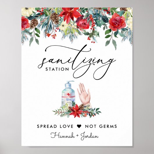 Poster Panneau de station d'assainissement | Floral hiver (Devant)