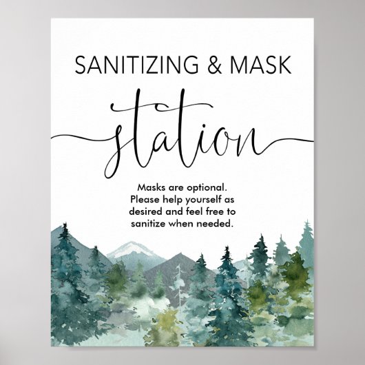 Poster Panneau de station de masque de désinfection monta (Devant)