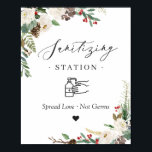 Poster Panneau de station de nettoyage Rustique Chic Flor<br><div class="desc">Poster de la pancarte Rustic Chic Winter Floral Mariage Sanitizing Station. (1) La taille par défaut est de 8 x 10 pouces, vous pouvez la changer en une taille plus grande. (2) Pour plus de personnalisation, cliquez sur le lien "customiser plus loin" et utilisez notre outil de conception pour modifier...</div>