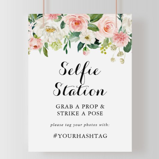 Poster Panneau de station de selfie à feuillage vert flor