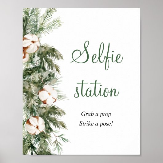 Poster Panneau de Station de Selfie de Mariage d'Hiver de (Devant)