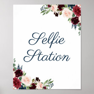 Poster Panneau de station de selfie de mariage floral Mar