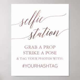 Poster Panneau de station de selfie en calligraphie or ro