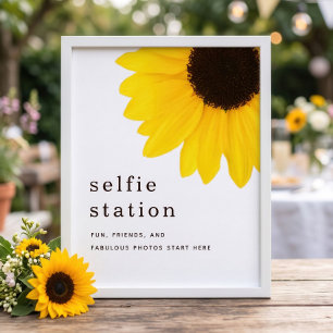Poster Panneau de Station de Selfie Tournesol Fête d'anni